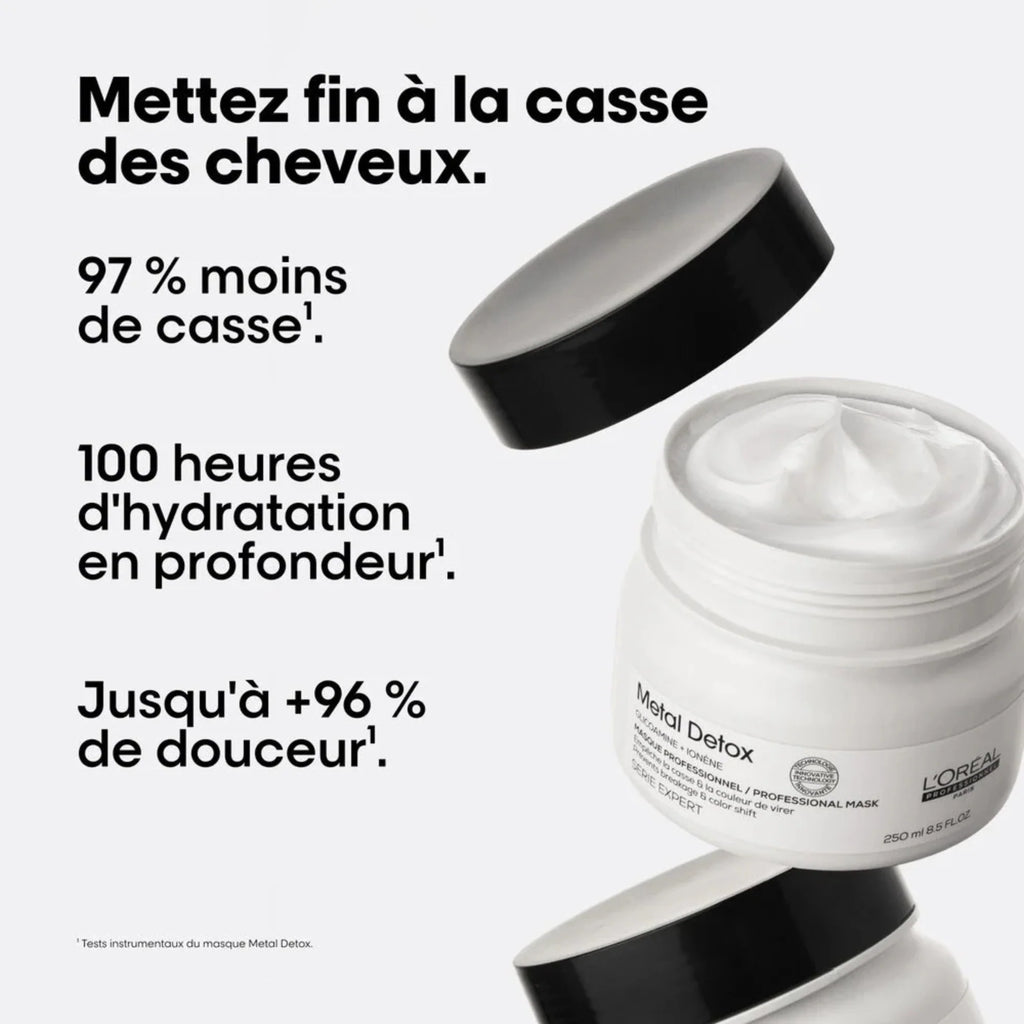 Duo Anti-Casse Shampooing et Masque Metal Detox. Loreal.